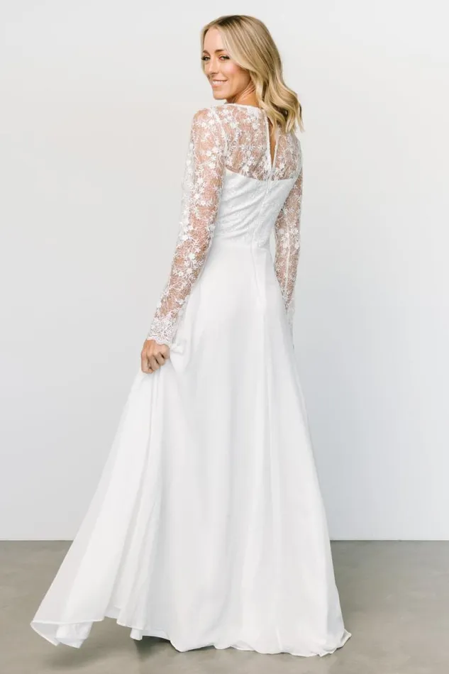 Women Adalaide Long Sleeve Maxi Dress Off White Baltic Born Embellished and Sequined Women Adalaide Long Sleeve Maxi Dress Off White Baltic Born Embellished and Sequined