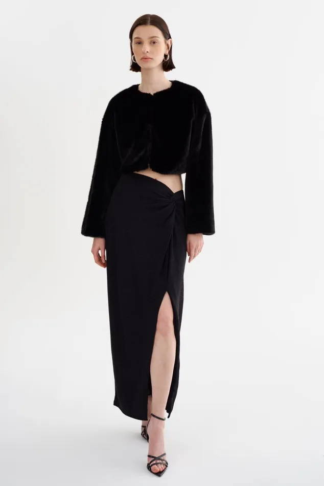 Women AINSLEE Lurex Knit Maxi Skirt Black LAMARQUE Skirts