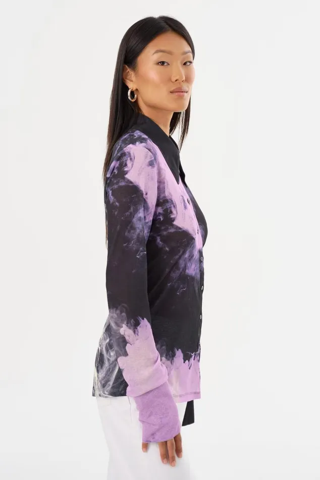 Women ALZINA Printed Long Sleeve Shirt Lavender Haze LAMARQUE Tops