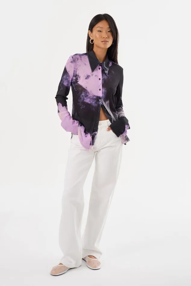 Women ALZINA Printed Long Sleeve Shirt Lavender Haze LAMARQUE Tops