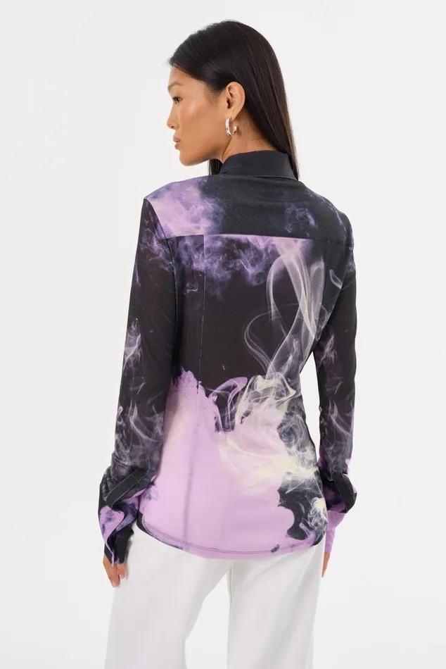 Women ALZINA Printed Long Sleeve Shirt Lavender Haze LAMARQUE Tops