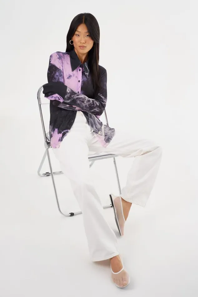 Women ALZINA Printed Long Sleeve Shirt Lavender Haze LAMARQUE Tops