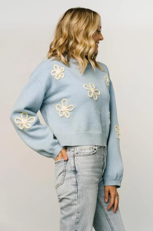 Women Annie Flower Knit Sweater Blue Baltic Born Sweaters Women Annie Flower Knit Sweater Blue Baltic Born Sweaters