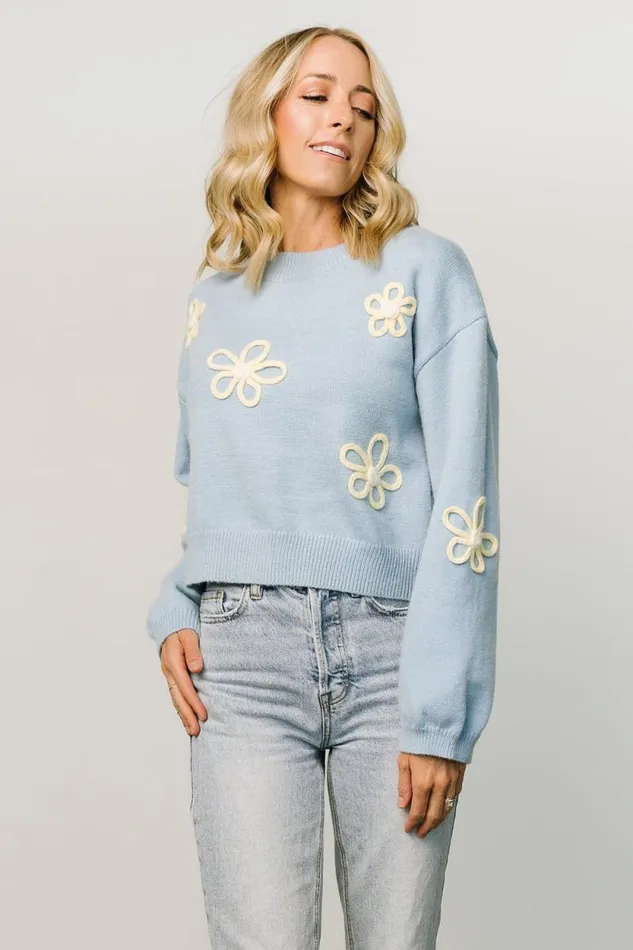 Women Annie Flower Knit Sweater Blue Baltic Born Sweaters Women Annie Flower Knit Sweater Blue Baltic Born Sweaters