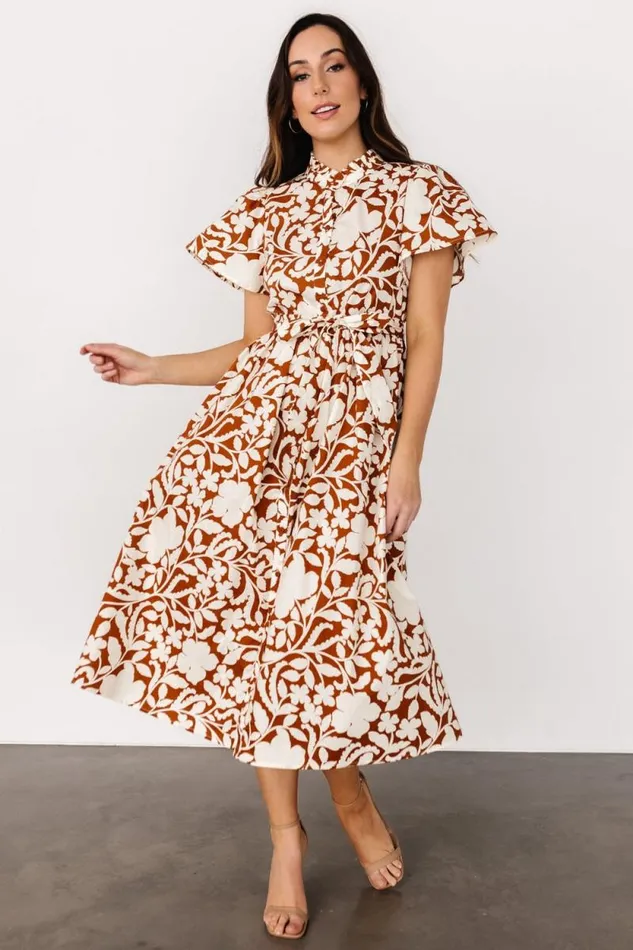 Women Aurelia Button Down Midi Dress Cream Camel Baltic Born Midi Dresses