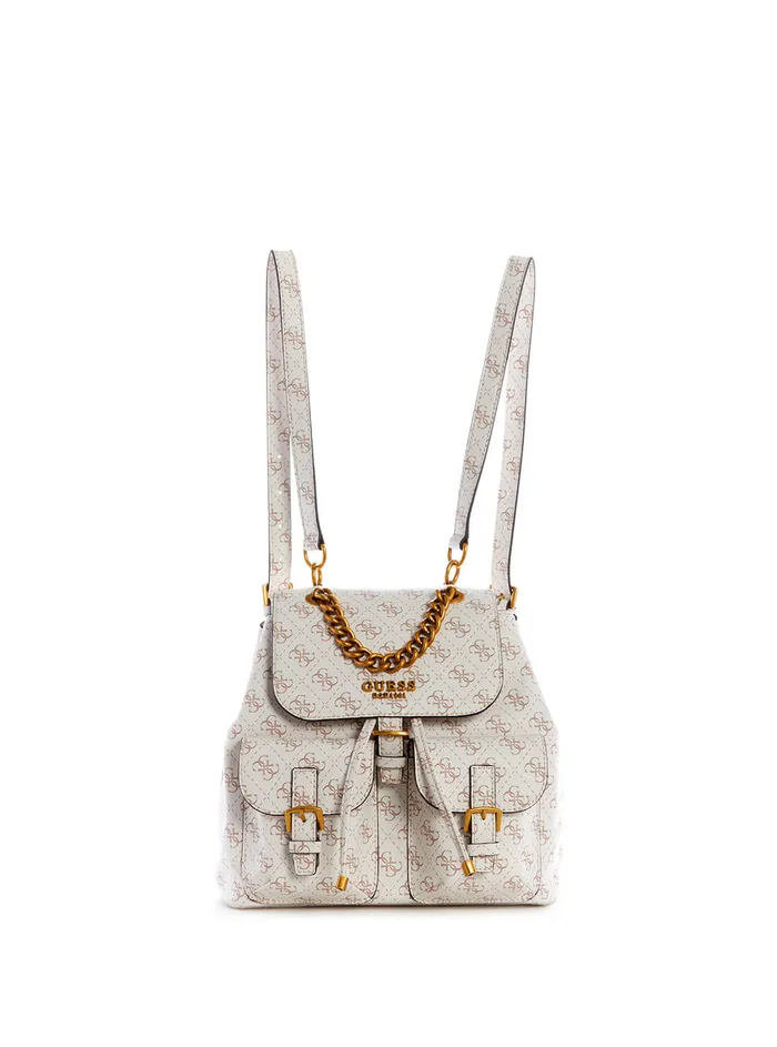 Women Backpacks GUESS Cream Multi No Limit Logo Backpack