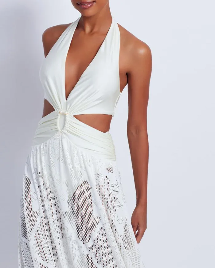 Women Beach Dresses PatBO CutOut Beach Dress White