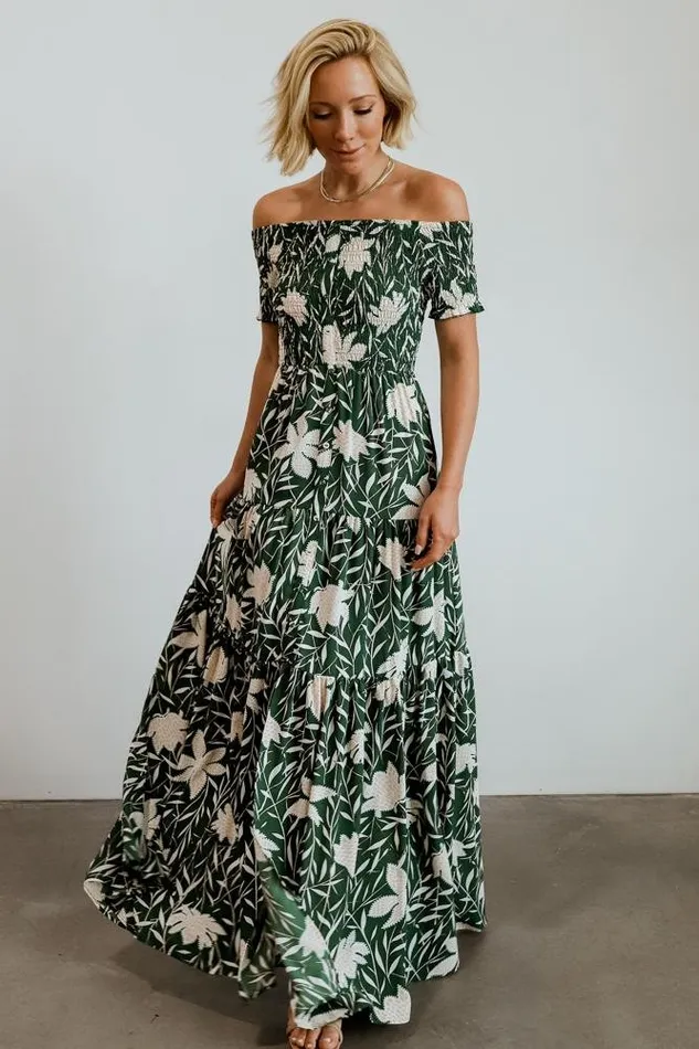 Women Becca Smocked Maxi Dress Green Baltic Born Maxi Dresses