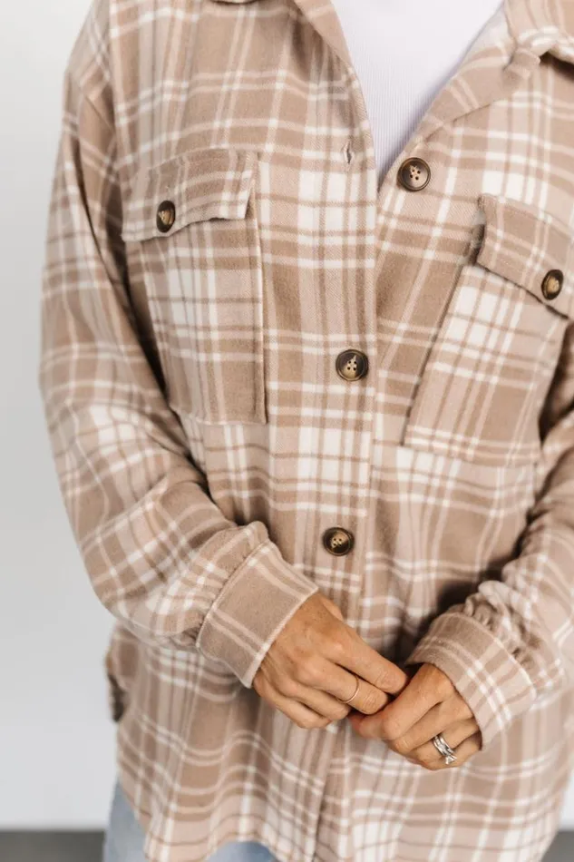 Women Bex Plaid Shacket Taupe Off White Baltic Born Outerwear