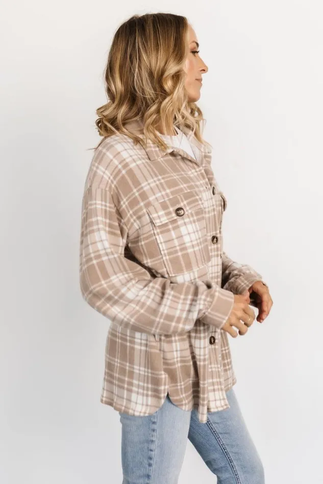 Women Bex Plaid Shacket Taupe Off White Baltic Born Outerwear