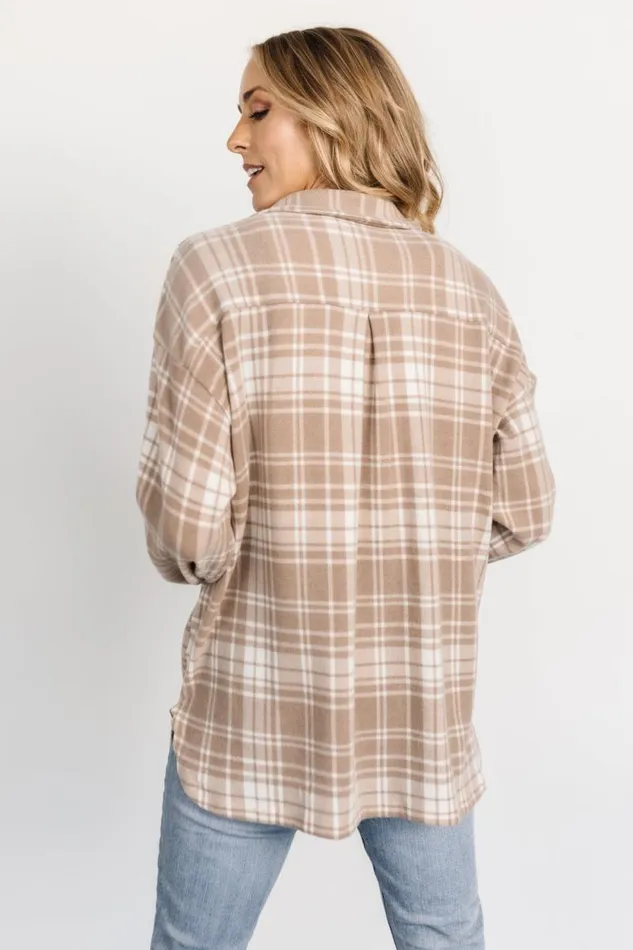 Women Bex Plaid Shacket Taupe Off White Baltic Born Outerwear
