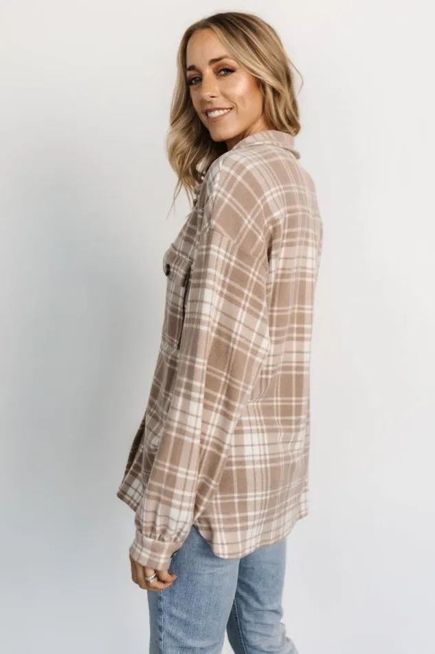 Women Bex Plaid Shacket Taupe Off White Baltic Born Outerwear