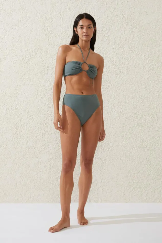 Women Bikinis Cotton On Highwaisted Cheeky Bikini Bottom Dusty Khaki