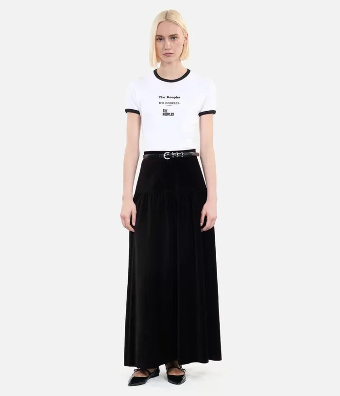Women Black Velvet Long Skirt THE KOOPLES Skirts and Shorts