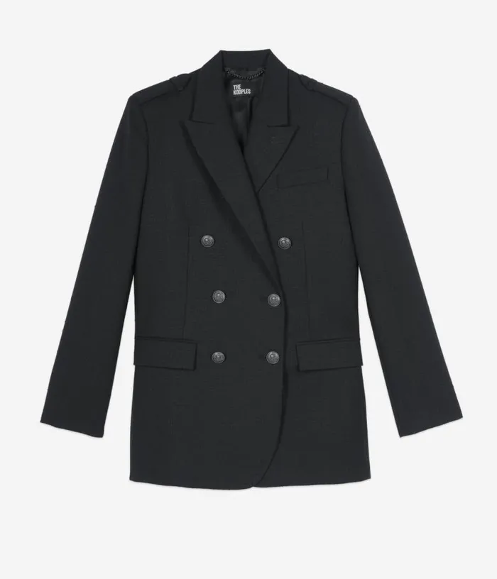 Women Black Wool Blend Suit Jacket THE KOOPLES Blazers and Suits