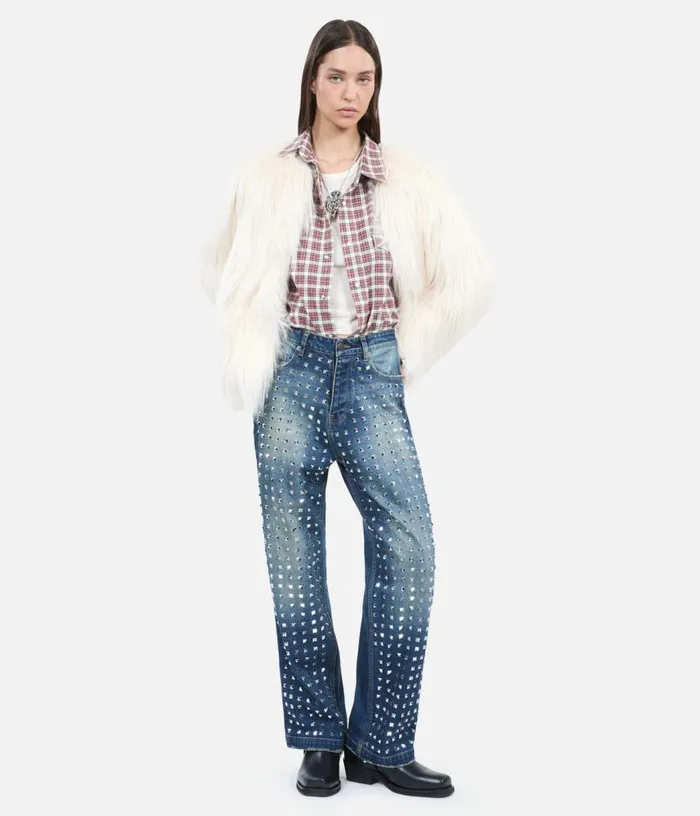 Women Blue Straight Studded Jeans THE KOOPLES Jeans and Pants