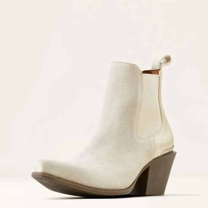 Women Booties Ariat Bradley Western Boot Cloud White Suedeembossed Pearl