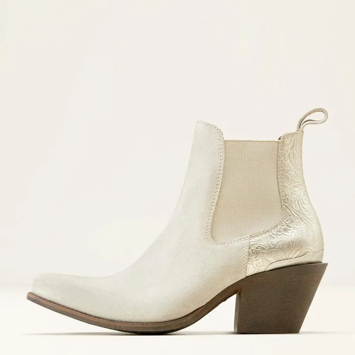 Women Booties Ariat Bradley Western Boot Cloud White Suedeembossed Pearl Women Booties Ariat Bradley Western Boot Cloud White Suedeembossed Pearl