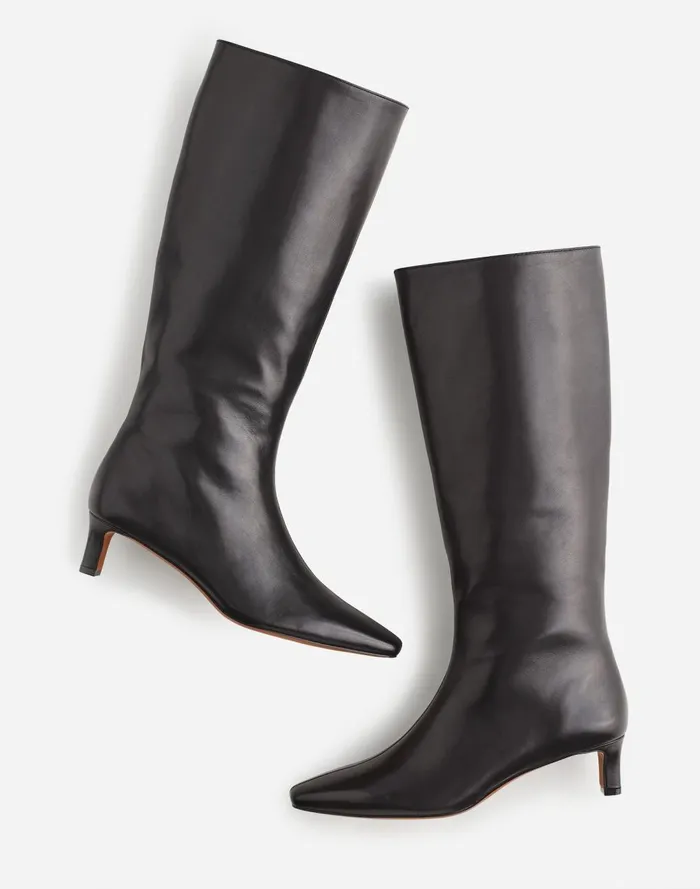 Women Boots Madewell The Dimes KittenHeel Knee Boot True Black
