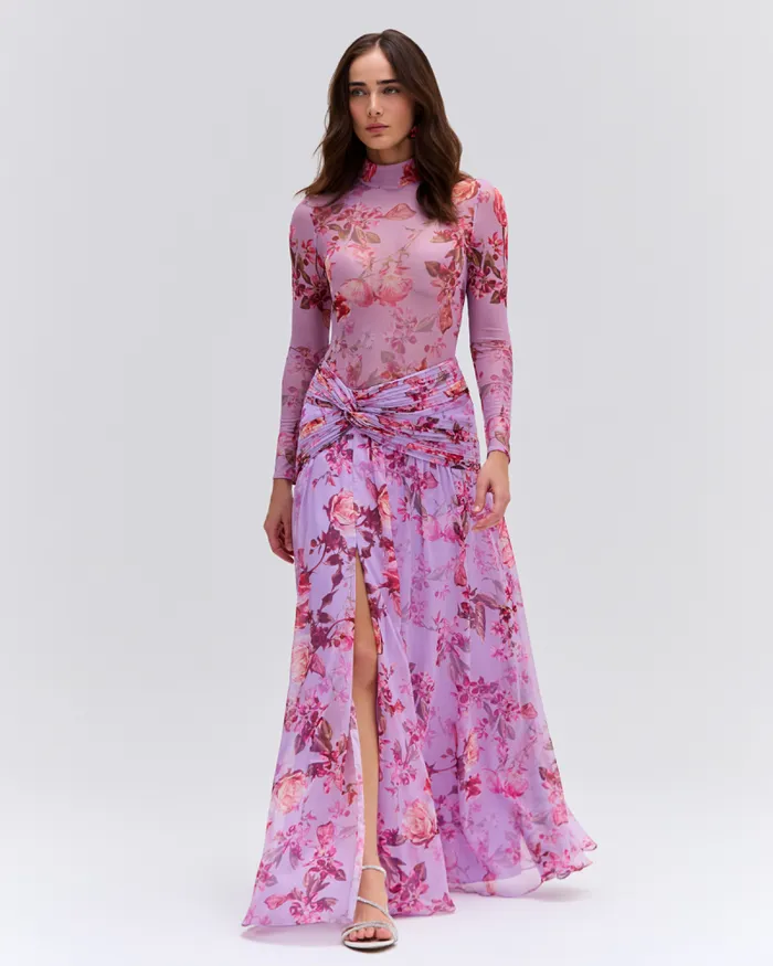 Women Bottoms PatBO Floral Haze Draped Maxi Skirt EXCLUSIVE Violet