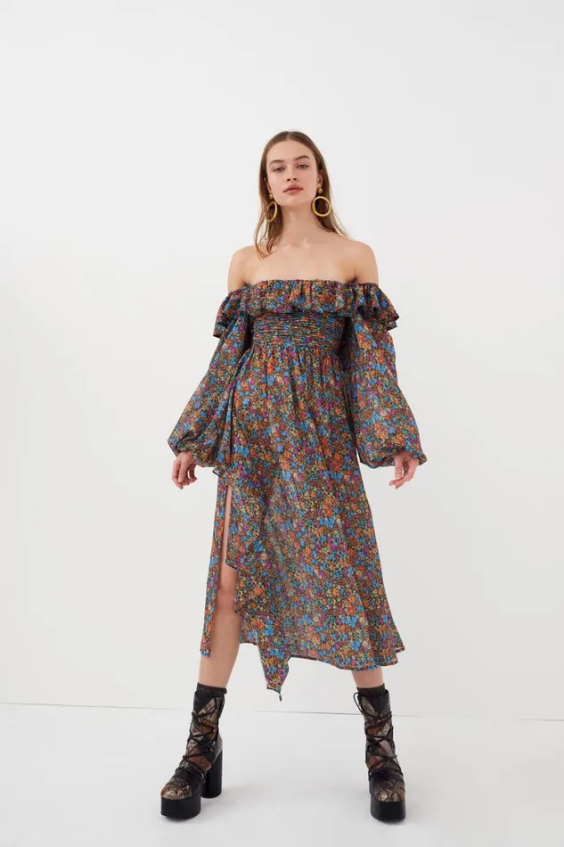 Women Brittany Midi Dress Blue For Love and Lemons Dresses