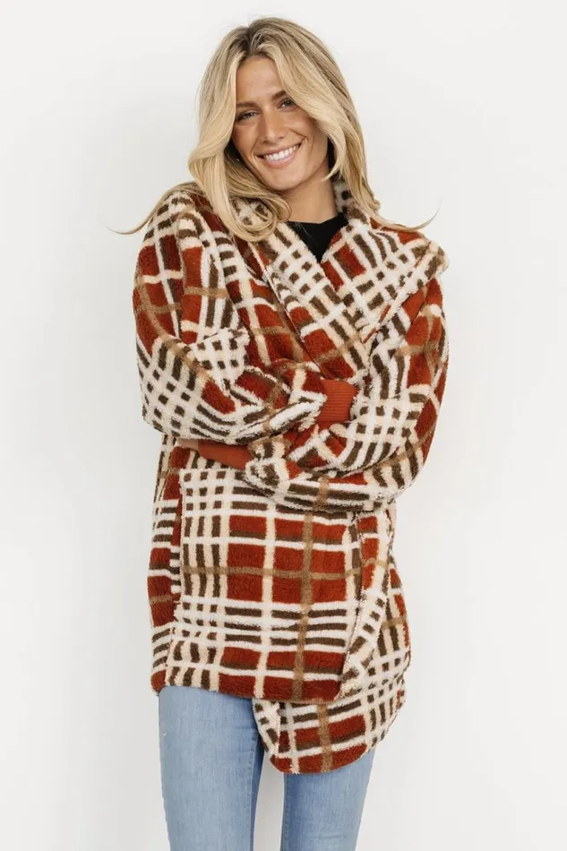 Women Brody Plaid Teddy Jacket Rust Multi Baltic Born Outerwear