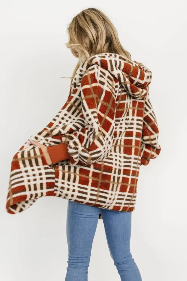 Women Brody Plaid Teddy Jacket Rust Multi Baltic Born Outerwear