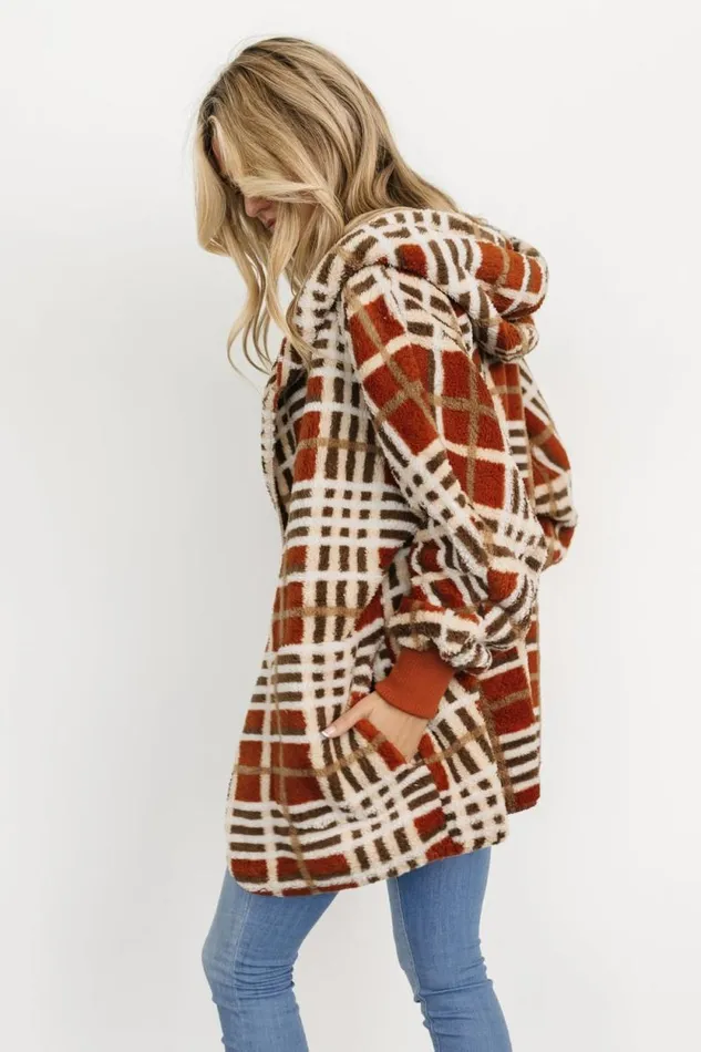 Women Brody Plaid Teddy Jacket Rust Multi Baltic Born Outerwear