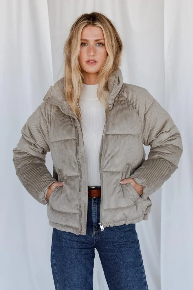 Women Bryant Corduroy Puffer Coat Light Sage Baltic Born Outerwear