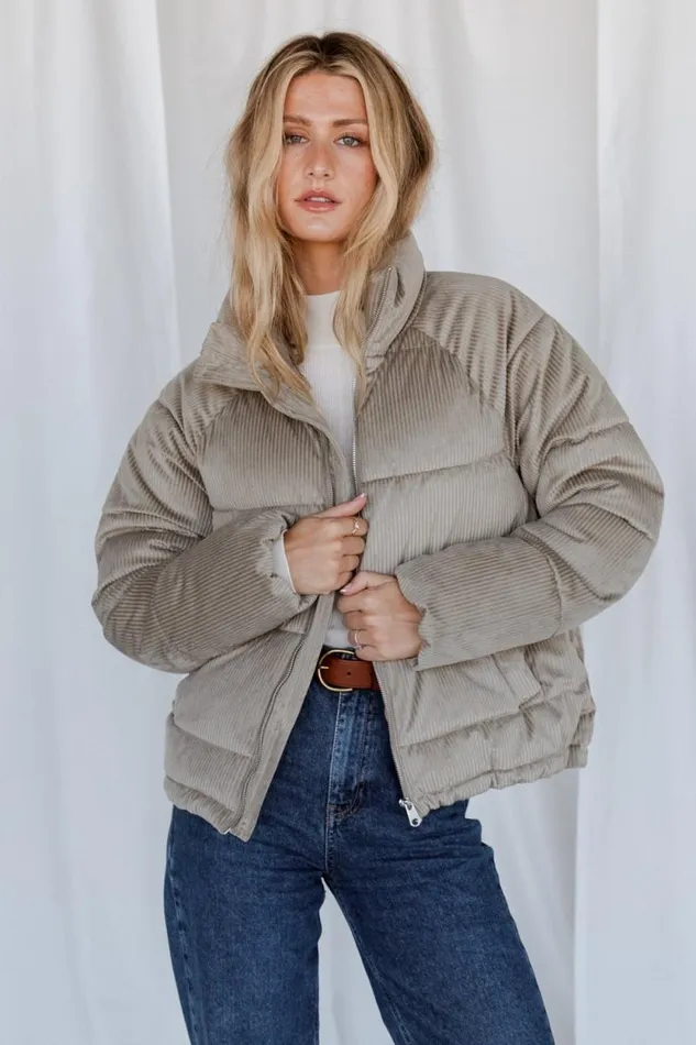 Women Bryant Corduroy Puffer Coat Light Sage Baltic Born Outerwear