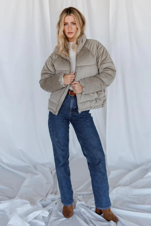 Women Bryant Corduroy Puffer Coat Light Sage Baltic Born Outerwear