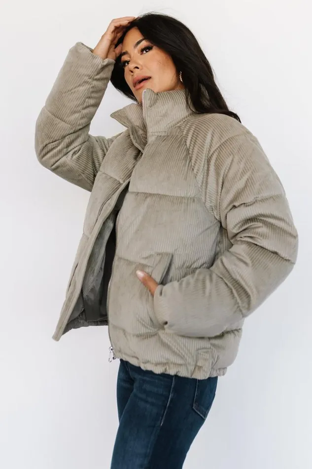 Women Bryant Corduroy Puffer Coat Light Sage Baltic Born Outerwear