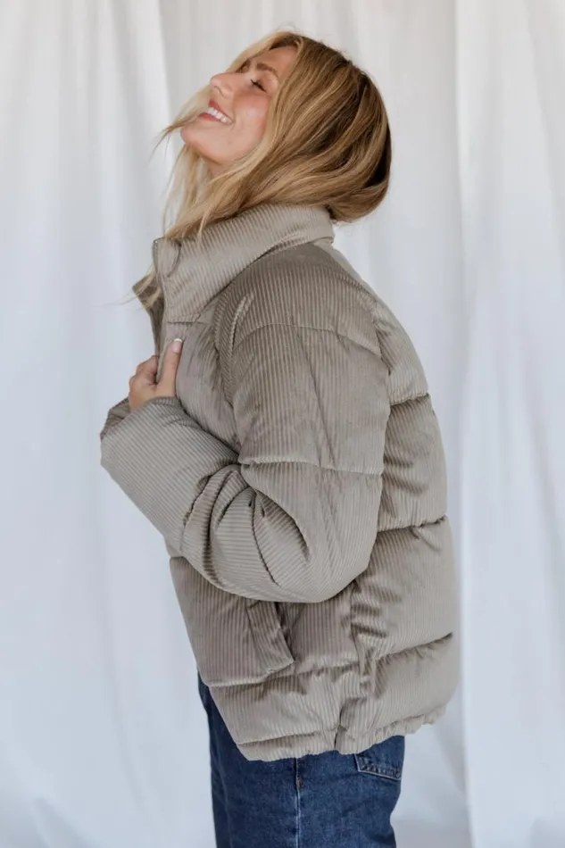 Women Bryant Corduroy Puffer Coat Light Sage Baltic Born Outerwear