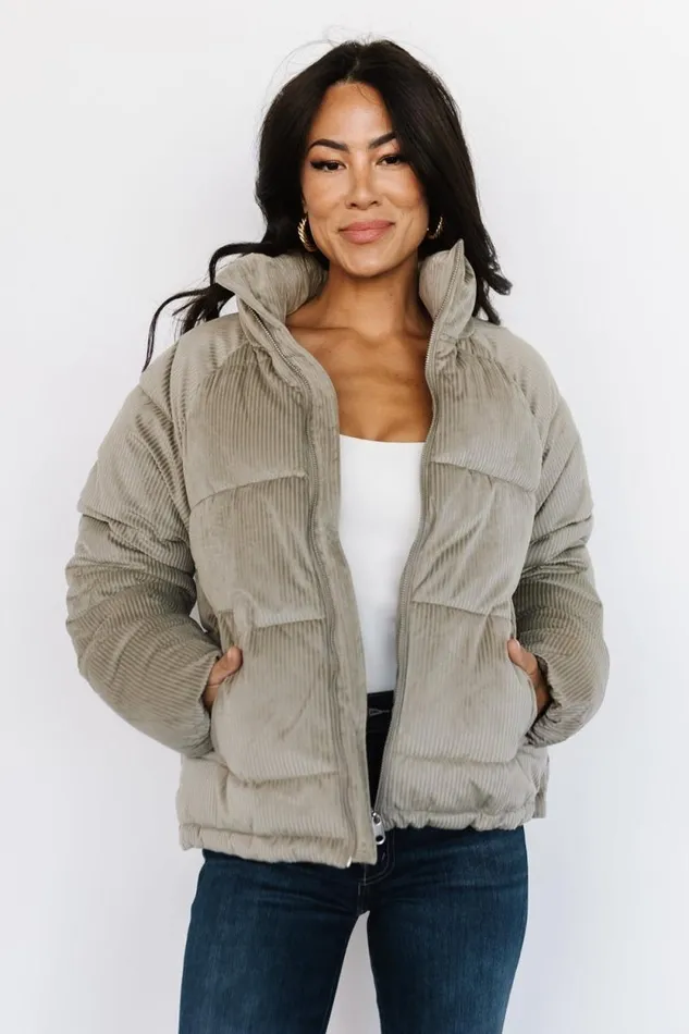 Women Bryant Corduroy Puffer Coat Light Sage Baltic Born Outerwear