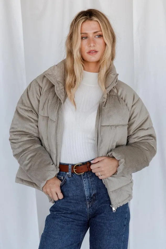 Women Bryant Corduroy Puffer Coat Light Sage Baltic Born Outerwear