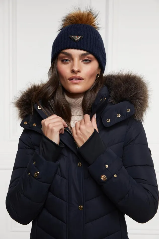 Women Burghley Bobble Hat Ink Navy Holland Cooper Hats and Headbands