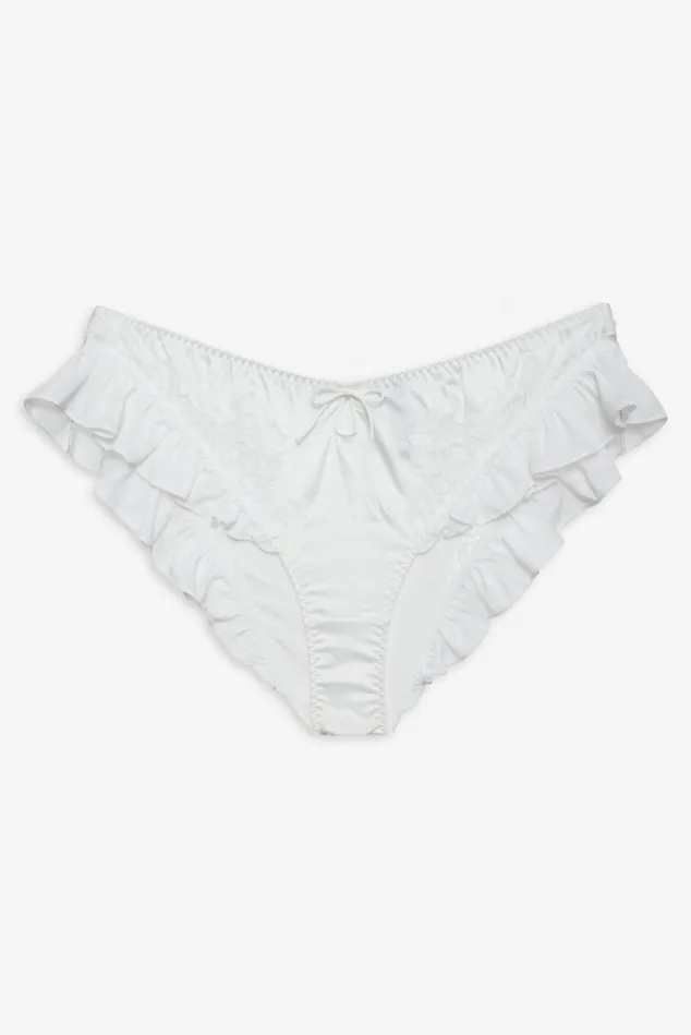 Women Butterfly Lace Ruffle Cheeky Panty White For Love and Lemons Lingerie