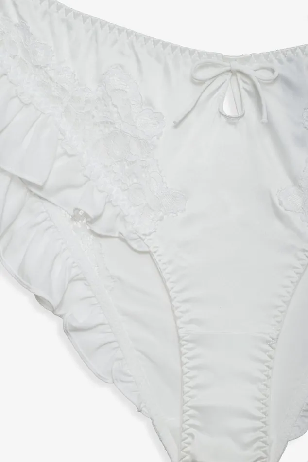 Women Butterfly Lace Ruffle Cheeky Panty White For Love and Lemons Lingerie