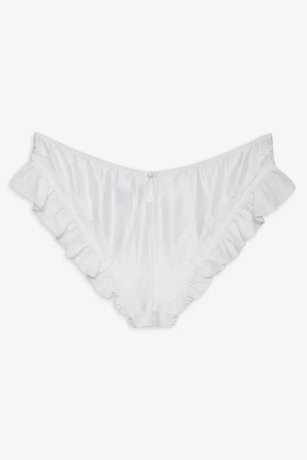 Women Butterfly Lace Ruffle Cheeky Panty White For Love and Lemons Lingerie