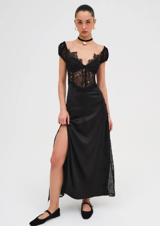 Women Casey Maxi Dress Black For Love and Lemons Dresses