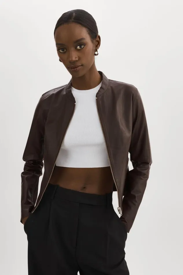 Women CHAPIN Reversible Leather Bomber Mahoganysilver LAMARQUE Leather Jackets