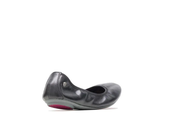 Women Chaste Ballet Black Leather Flats and SlipOns Hush Puppies