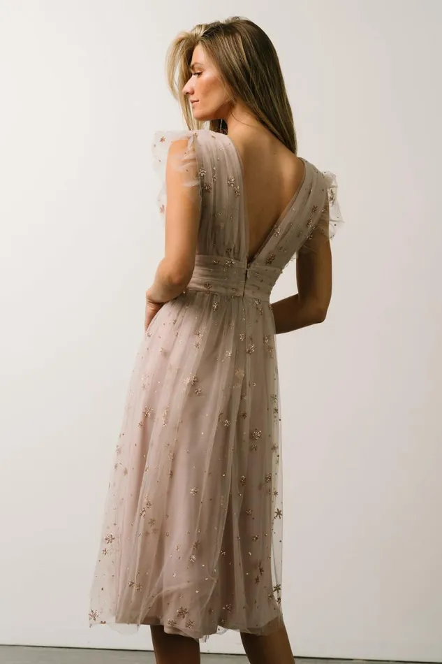 Women Chiara Shimmer Midi Dress Dusty Lilac Baltic Born Embellished and Sequined Women Chiara Shimmer Midi Dress Dusty Lilac Baltic Born Embellished and Sequined