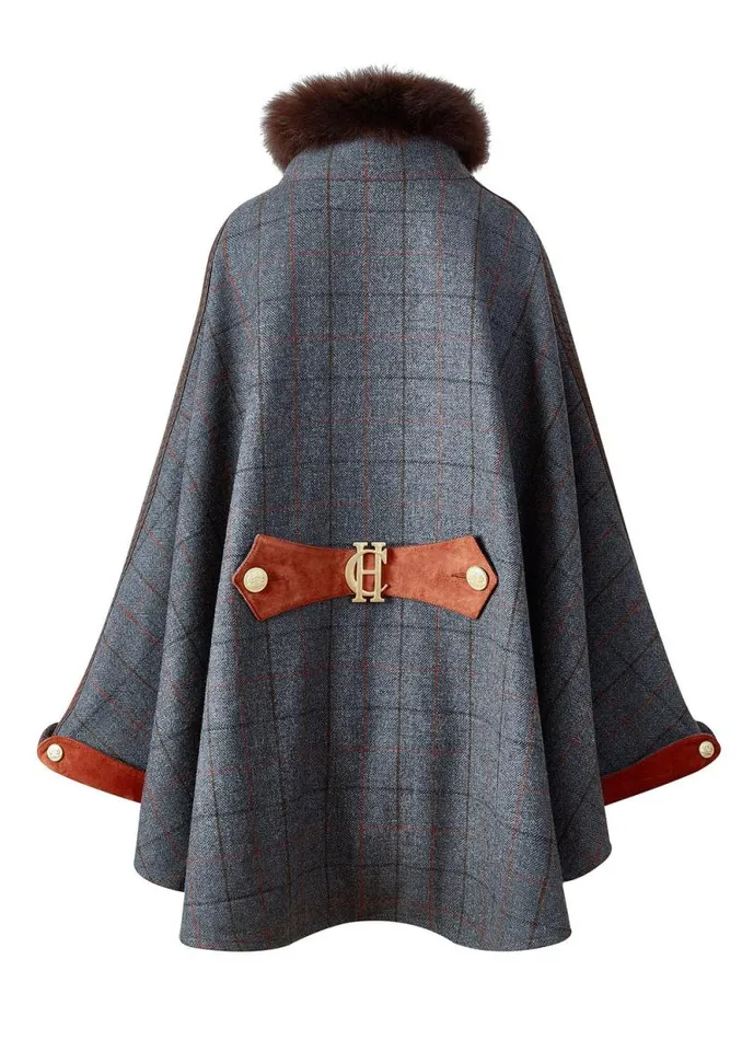 Women Chiltern Cape Mid Blue Check Holland Cooper Tailoring