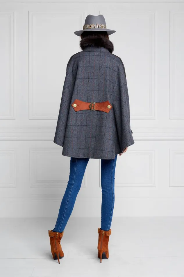 Women Chiltern Cape Mid Blue Check Holland Cooper Tailoring
