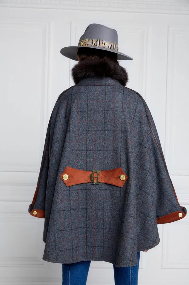 Women Chiltern Cape Mid Blue Check Holland Cooper Tailoring