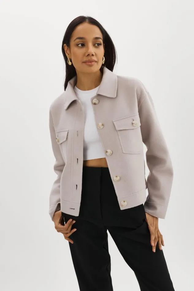 Women CHRISTINE Wool Jacket Feather Grey LAMARQUE Wool