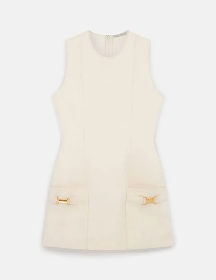 Women ClaspEmbellished Sleeveless Mini Dress Cream White Stella McCartney Dresses