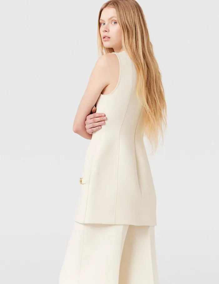 Women ClaspEmbellished Sleeveless Mini Dress Cream White Stella McCartney Dresses