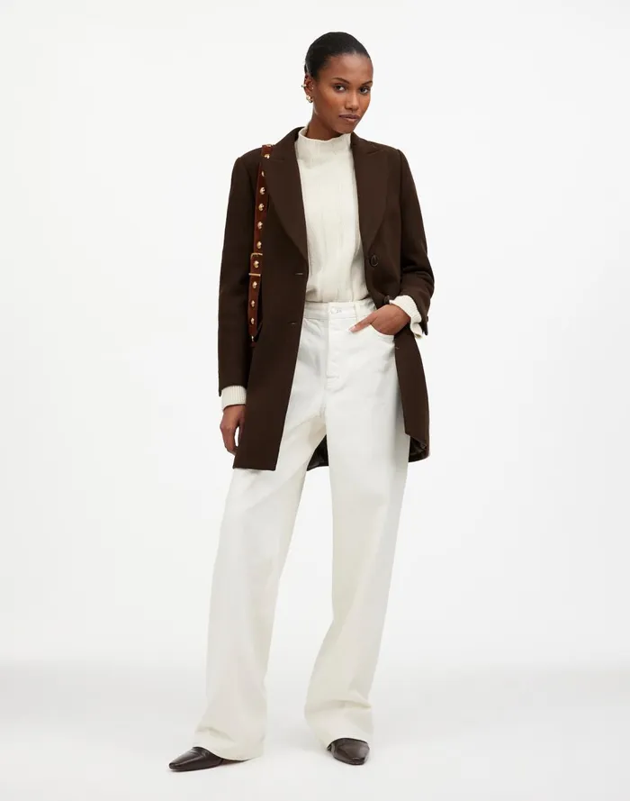 Women Coats Jackets Madewell Blazer Coat In Insuluxe Fabric Hthr Cold Brew